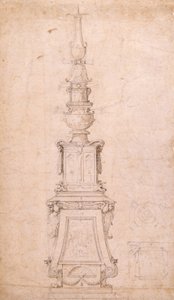 Ontwerp voor een kandelaar door Michelangelo Buonarroti